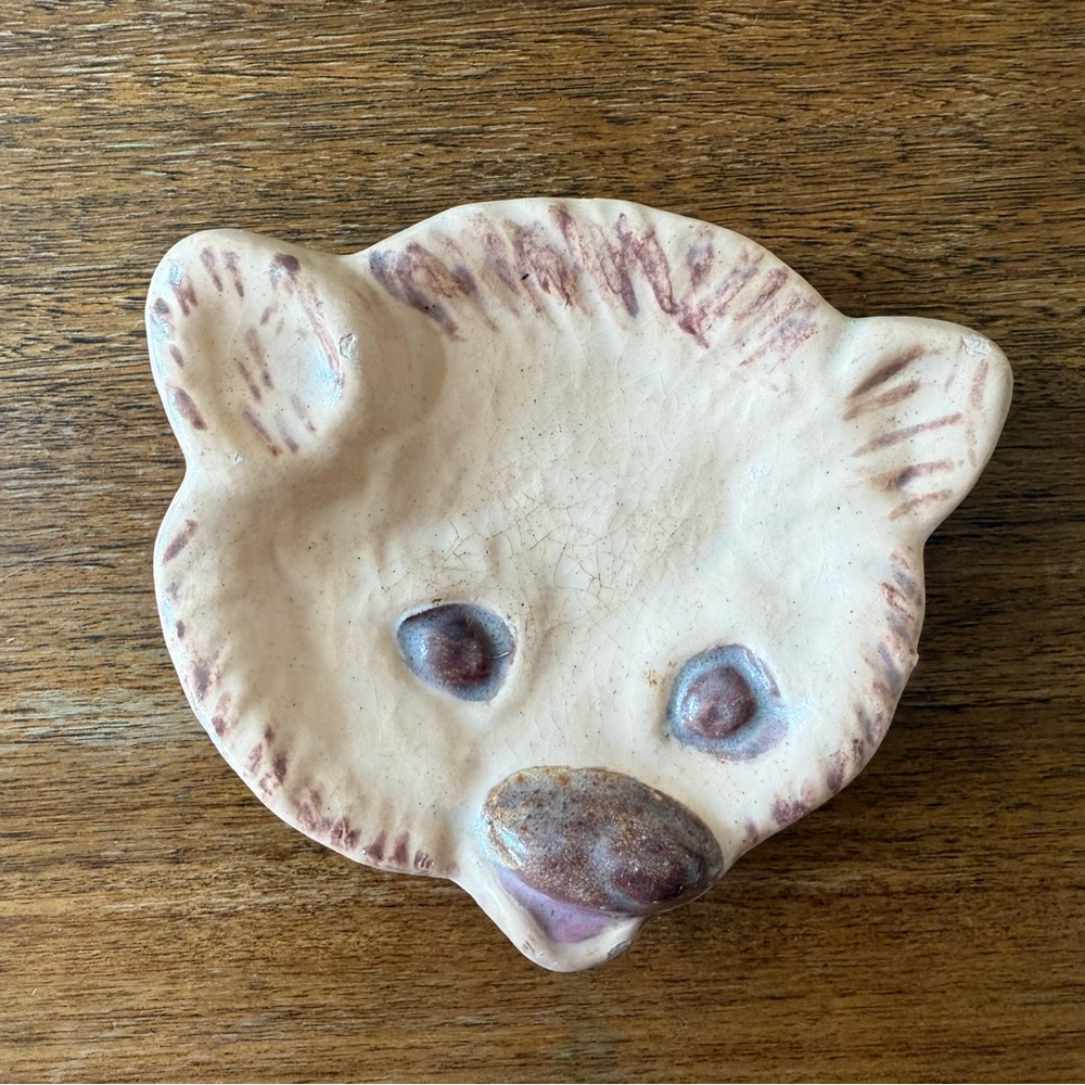 Bear-Shaped Handmade Ceramic Trinket Dish